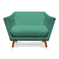 Namoradeira 2 Lugares Pérsia Suede Azul Turquesa Pés Chanfrado Castanho - Pallazio