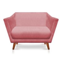 Namoradeira 2 Lugares Pérsia Suede Rosê Pés Chanfrado Castanho - Pallazio