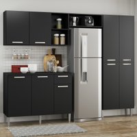 Cozinha Completa Compacta Pequim UP Multimóveis com Balcão MP2999.130 Preto