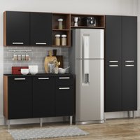 Cozinha Completa Compacta Pequim UP Multimóveis com Balcão MP2999.839 Carvalho Avelã/Preto
