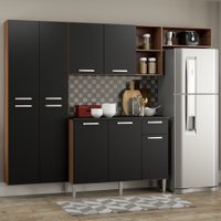 Cozinha Completa Compacta Pequim Sun Multimóveis com Balcão MP3000.839 Carvalho Avelã/Preto