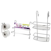 Suporte Toalha E Porta Shampoo Box Papeleira Dupla Encaixe 3775E3744E281