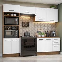 Armário de  Cozinha Completa 270cm Rustic/Branco Agata Madesa 07