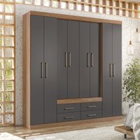 Guarda-Roupa / Roupeiro Casal 8 Portas 4 Gavetas Santos Andira Napoles 158566 - Castanho/Off White