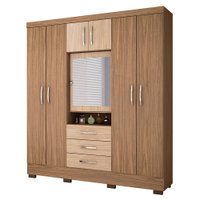 Guarda-Roupa / Roupeiros Grafite com 7 Portas 3 Gavetas Colibri - Malbec com Riviera