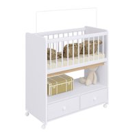 Mini Berço Moisés com Colchão 2 Gavetas 1 Prateleira Completa  - Branco