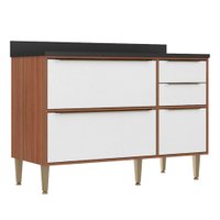 Balcão Multimoveis Calábria 120  cm - Nogueira com Branco
