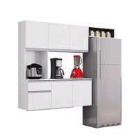Cozinha Suspensa Mel 180 cm Com Balcão Poquema - Branco com Preto