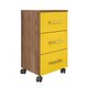 Gaveteiro com 3 gavetas e rodízios flex color Pietra  - Avela/Amarelo