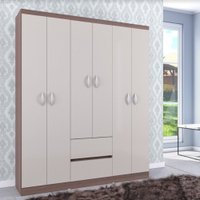 Guarda-Roupa / Roupeiro 6 Portas 2 Gavetas Poquema A951.66 - Capuccino/Off White
