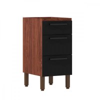 Balcão Gaveteiro Kits Paraná Viv Concept 3 gavetas - Nogueira com Black