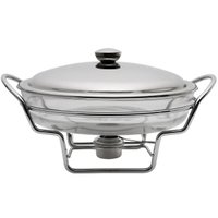 Rechaud De Mesa com Assadeira e Tampa Panela Rechaud Br 1028103 Inox