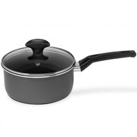 Panela Ultra 6 Antiaderente 2 Litros Com Tampa De Vidro Cabo Baquelite Linha Indução Multiflon 88118 Preto