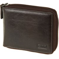 Carteira Masculina De Couro Fechamento Em Zíper Bolso Tonin 202164302 Marrom