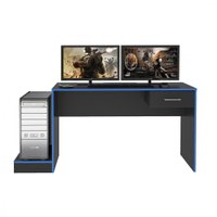 Escrivaninha Artely Gamer Espaçosa Com Uma Gaveta - Preto com Azul