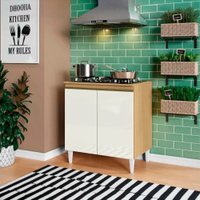 Balcão Ara Kelly Para Cooktop Com 2 Portas - Atacama com Off White