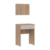 Escrivaninha Multiuso Compacta com Painel 60 cm Slim Luciane  - Jequitibá/Fumê