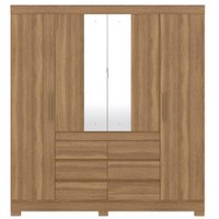 Guarda-Roupa / Roupeiro Demobile Cadis 4 Portas 6 Gavetas Com Espelho 79CB - Amendoa Touch