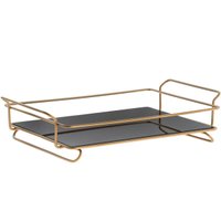 Bandeja de Vidro Retangular Aramada Decorativa Para Banheiro Iris Dourada 157440 Dourado