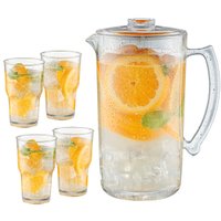 Jogo Jarra de Acrílico 2L e 4 Copos para Bebidas Água Suco Sanremo SR30201C Transparente