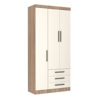 Guarda-Roupa / Roupeiro Modulado 3 Portas 3 Gavetas 101,50 cm Slim Luciane  - Jequitibá/Areia