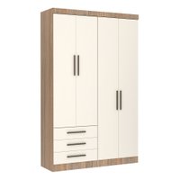 Guarda-Roupa / Roupeiro Modulado 4 Portas 3 Gavetas 134,50 cm Slim Luciane  - Jequitibá/Areia