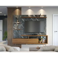 Home Suspenso para TVs de até 58 Polegadas Maragogi com Led Colibri 1 porta Basc Calacatta/Natural real - Grigio/Noce Mi