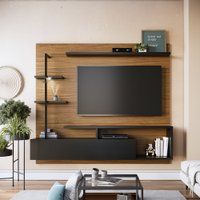 Home Suspenso para TVs de até 58 Polegadas Maragogi com Led Colibri 1 porta Basc Calacatta/Natural real - Noce Milano/Pr