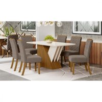 Mesa Henn Epic 160 cm Com 6 Cadeiras Carina - Nature/Off White