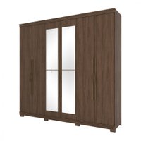Guarda-Roupa / Roupeiro Casal Henn Titanium 6 Portas e 5 Gavetas Com Espelho - Castanho