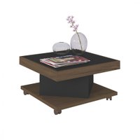 Mesa De Centro Artely Saara Com 4 Rodízios - Amendoa com Preto