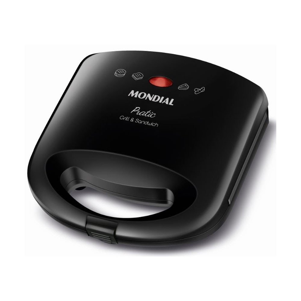 Sanduicheira Grill SN01 Pratic 2 em 1 750W de Potência Mondial - Preto