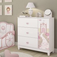 Comôda Sophia Estrela Infantil Em Madeira - Branco