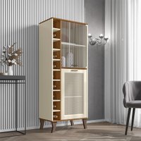 Cristaleira com Adega Mobler Arcade 2 Portas - Nature/Off White