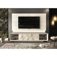 Bancada DJ Com Painel Domani 3D Pirâmide - Off White