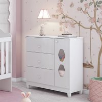 Comôda Lolly Estrela Infantil Em Madeira - Branco