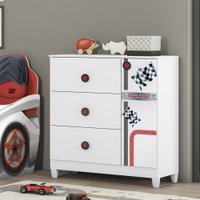 Comôda Fast Car Estrela Infantil Em Madeira - Branco