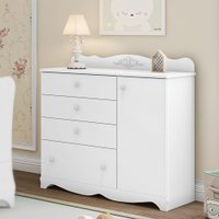 Comôda Classic Estrela Infantil Em Madeira - Branco Acetinado
