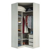Guarda-Roupa / Roupeiro Closet Aberto Canto Diagonal 3 Gavetas 1 Cabideiro 111,90 cm Prime Luciane  - Legno Crema