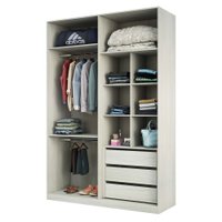 Guarda-Roupa / Roupeiro Closet Aberto 3 Gavetas 2 Cabideiros 159,2 cm Prime Luciane  - Legno Crema