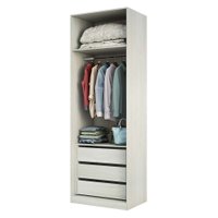 Guarda-Roupa / Roupeiro Closet Aberto 3 Gavetas 1 Cabideiro 80,4 cm Prime Luciane  - Legno Crema