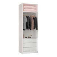 Guarda-Roupa / Roupeiro Closet Aberto 3 Gavetas 1 Cabideiro 80,4 cm Prime Luciane  - Branco