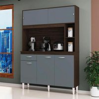 Kit Cozinha Poquema Duda 5 Portas 120 - Chocolate/Cinza Platinum