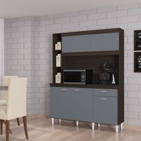Kit Cozinha Poquema Duda 5 Portas 140 - Chocolate/Cinza Platinum
