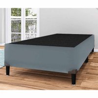 Base Box Solteiro Tiba Veludo Liso - Cinza