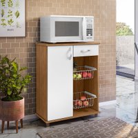 Balcão Fruteira Notável Belize New 1 Porta 1 Gaveta - Nogal com Branco