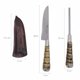 Kit Faca 6'' Chaira Rabo Tatu Bainha Couro Churrasco 4006RT Marrom
