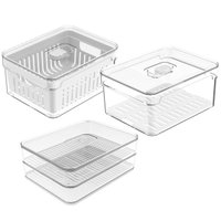 Kit 2 Organizadores De Geladeira 2,2L E Porta Frios Duplo Organizadores Clear Fresh OU 450E400E150 Transparente