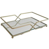Bandeja Decorativa Espelhada Dourada 26cm Retangular para Banheiro Lavabo Duler 31520 Dourado