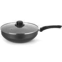Frigideira Funda Com Tampa De Vidro Wok Antiaderente 28cm Multiflon 67828 Grafite